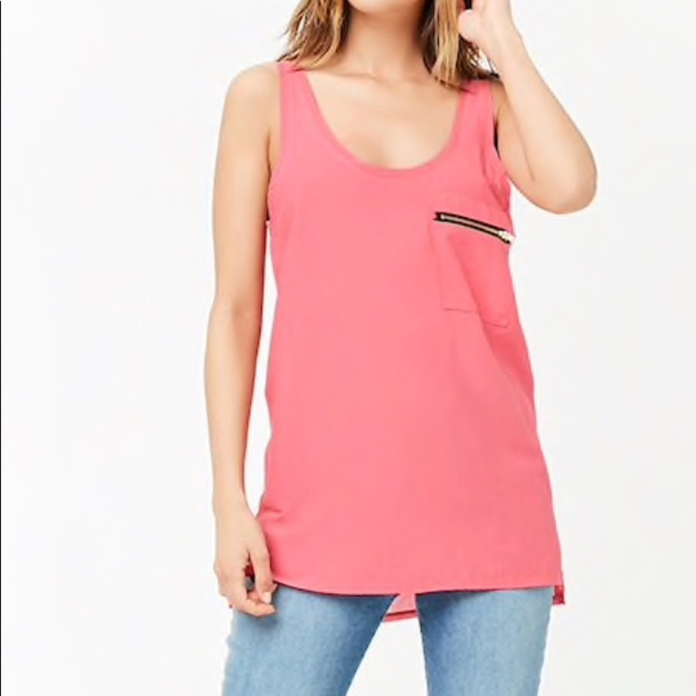 Forever 21, Coral, Zippered Pocket Tank Top